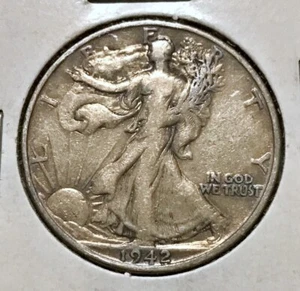 1942-S Silver Walking Liberty Half Dollar - VF - Picture 1 of 2