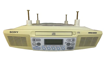 Sony Under Kitchen Cabinet Clock Radio AM FM CD Player Mega Bass ICF-CD533 Works - Image 1 of 4