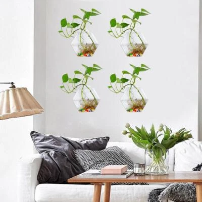 4x Flower Hanging Vase Planter Terrarium Container Glass Home Wedding Decor - Image 1 of 4