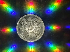 1953 Queen Elizabeth Coronation Five 5 Shilling Coin MINTING ERROR - Picture 1 of 7