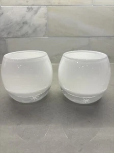 2 Crate and Barrel Starburst Glass Votive Candle Holders Matching Pair Poland - Picture 1 of 14