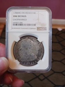 1788 MEXICO 8 Reales Mo NGC Fine Details Chopmarks Spanish Silver - Picture 1 of 3