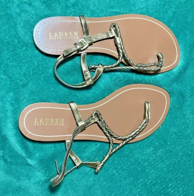 Sandalias de Tanga Lauren by Ralph Lauren Tono Cobre Trenzadas Talla 11B Foto 1 de 4