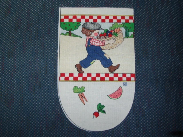 6 oven glove fabric pieces - Mary Engelbreit design Child with Vegetable Basket - Изображение 1 из 1