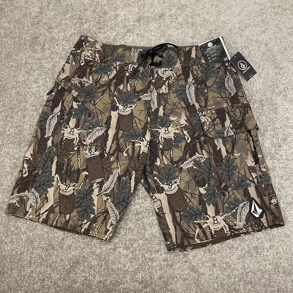 Volcom Board Shorts Mens 30 Camo Mod Tech Drawstring Swim Stone Of July NEW - Image 1 of 4