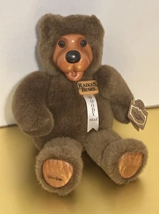 Robert Raikes Woody Braunbär 12 Zoll Holz Gesicht Füße mit Etikett - Bild 1 von 2