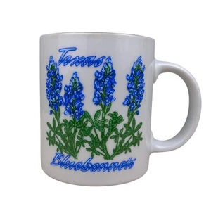 Tazza vintage Texas Bluebonnets fiore di stato blu cofano floreale decorazione casa regalo TX - Foto 1 di 8