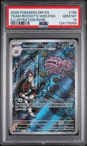 2025 POKEMON DESTINED RIVALS ILLUSTRATION RARE #199 TEAM ROCKET'S WEEZING PSA 10 - Picture 1 of 2
