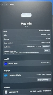 Apple Mac Mini 2023  M2 Pro Chip, 16GB RAM, 512 SSD - Image 1 of 4