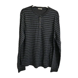 Marine Layer Henley T Shirt Mens Large Gray Double Knit Cotton Long Sleeve Top - Picture 1 of 9