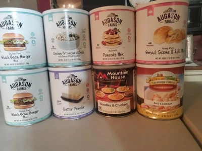 Lote de 8 alimentos liofilizados Mountain House Augason Farms #10 camping de emergencia #61 Foto 1 de 4