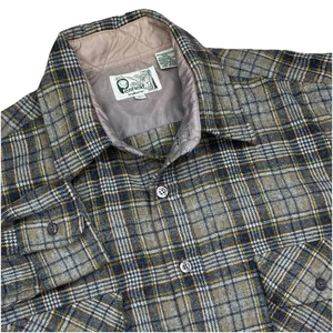 Vtg Penfield Trailwear Wool Flannel 2 Flap Pocket Button Shirt Mens L Gray Plaid - Picture 1 of 9