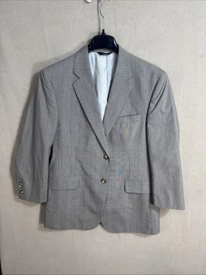 Jos A Bank Algodón Lana Poli Marrón Glen Ventana Cuadros 42S Brazos Cortos 2 Botones Foto 1 de 4