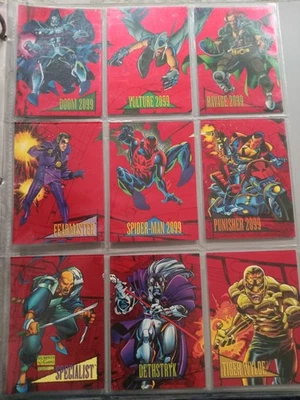 Juego de 9 cartas Marvel 2099 Red Foil 1993 casi nuevo SkyBox Spider-Man Doom Punisher Foto 1 de 2