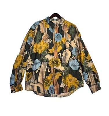 Camisa Vintage Pasha Seda Estampado Abstracto Acuarela XL Estilo Flor Foto 1 de 4