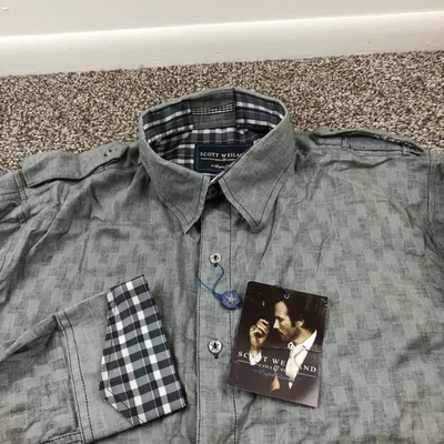 NWT English Laundry Scott Weiland Shirt L/S Button Up Gray Checked Mens 2XL - image 1 of 4