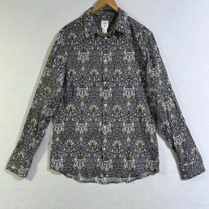 H&M X MORRIS & CO. SNAKESHEAD PRINT INDIGO FABRIC BUTTON DOWN SHIRT MEN’S M - Picture 1 of 10