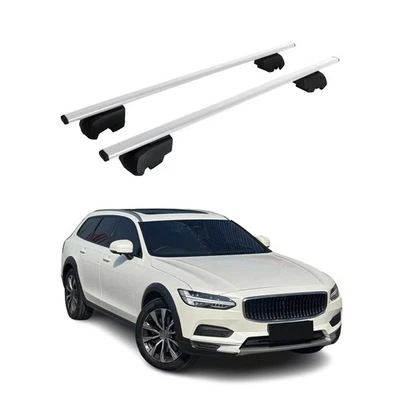 Barras transversales portaequipajes de techo de hierro para Volvo V90 Cross Country 2017-2024 gris 2x Foto 1 de 4