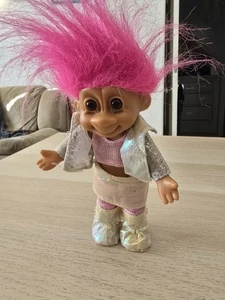 Rare Vintage Russ Tracey Troll Doll Nightclub 1990s Pink Hair Brown Eyes - Picture 1 of 4
