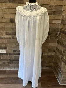 Vintage Nachthemd Peignoir Gr. Large WEISS lang Flitterwochen kokett - Bild 1 von 6