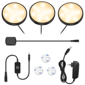 LED Puck Lights, Under Cabinet Lighting Black Trim, 3000K Warm White, CRI90+,... - Picture 1 of 6