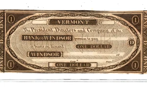 1 $ "BANK OF WINDSOR" (VERMONT) 1800ER 1 $ "BANK OF WINDSOR" (VERMONT) KNUSPRIG!!!!! - Bild 1 von 3