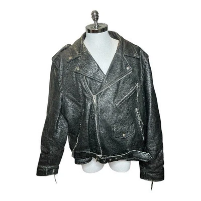 Chaqueta Custom Bilt Para Hombre Talla 4X Cuero Negro Motociclista Cinturón Cremallera Foto 1 de 4