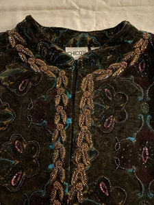 Vintage Chico's Größe 3 schwarz Samt ausgefallen Western Steampunk viktorianische Jacke gebraucht, in einwandfreiem Zustand - Bild 1 von 7