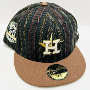 New Era Houston Astros Herringbone 50 Years 59FIFTY Fitted Hat Cap 7 5/8 Braun - Bild 1 von 6