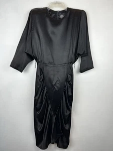 Vintage Dress Womens 7/8 Black Satin 90s Y2K Grunge Goth Prom Hoco Made USA - Picture 1 of 8