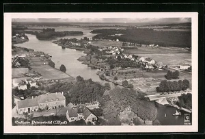 Prierosbrück /Mark, Ansichtskarte, Fliegeraufnahme vom Gasthaus und Ort  - Picture 1 of 2