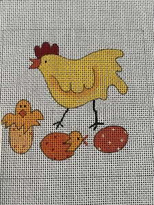 Renaissance Hand Painted Needlepoint Canvas Chicken Chicks Eggs 4” 18 M Hp - Picture 1 of 1
