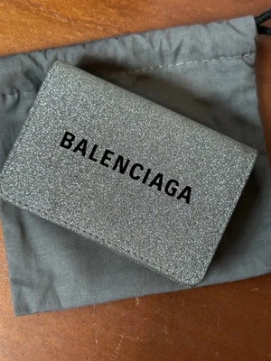 Balenciaga 551921 金属银色闪光日常迷你双折钱包 — 第 1/4 张图片