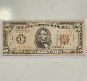 $5 1934 ~ HAWAII ~ Federal Reserve Note FRN Banknote ~ Nice Note - Picture 1 of 2