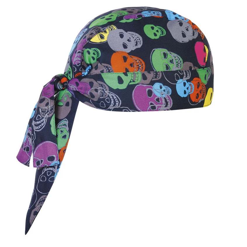 EGOCHEF Bandana Kochmütze Color Skulls (Motivdruck bunte Totenköpfe) ★KULT★
