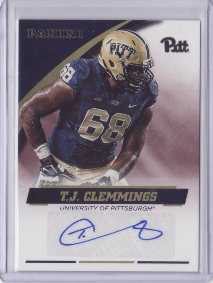 2016 Panini Collegiate Pittsburgh Autograph T.J. Clemmings TJ Pitt Auto Flat S/H - Image 1 of 1