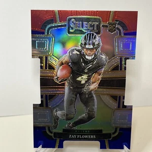 2023 Panini Select Zay Flowers #8 Red and Blue Prizms Die-Cut - Picture 1 of 2