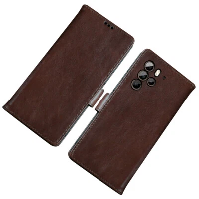 For HTC Genuine Cowhide Real Leather Wallet Card Case with Magnetic Closure - Image 1 of 4