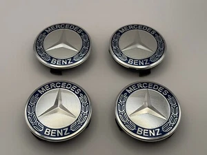 4 x 75 mm Mercedes Benz Nabenkappen Blau ***NEU*** - Bild 1 von 4