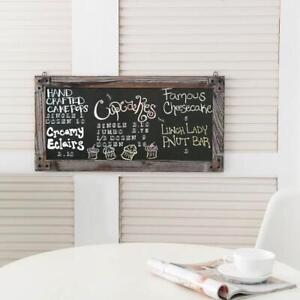 Large Torched Wood Wall Hanging Chalkboard Sign with Metal Accent Corners