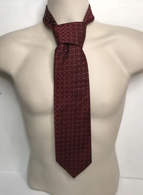 Corbata vintage de seda hecha a mano Valerio Garati, borgoña/negro/dorado, usada Foto 1 de 4