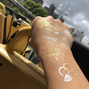 Temporäre Klebetattoos JGA Tattoo Set Braut - Team Braut Hochzeit Silber Gold - Bild 1 von 1