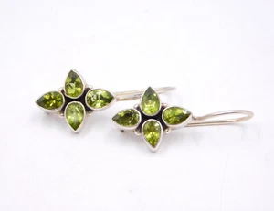 4.22 Gm Natural Peridot Cut Gemstone Earring 925 Sterling Silver Stud Earring 1" - Picture 1 of 3