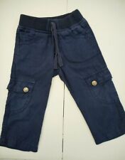 Baby toddler boys long cargo pants trousers Size 1 dark blue wide elastic waist