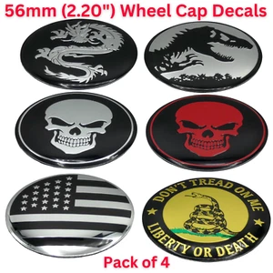 (PACK OF 4) Wheel Center Cap Decals Emblems Sticker 56mm 2.20" CHOOSE YOUR STYLE - Picture 1 of 23