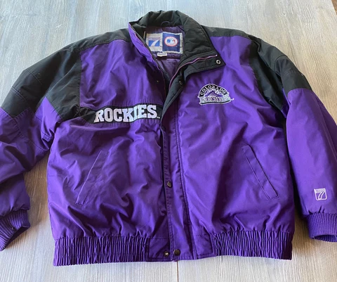 1990’s Colorado Rockies MLB Baseball vintage Logo 7 jacket XL .  (Needs Zipper) Cover
