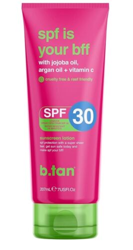 B.Tan SPF30 UVA/UVB Broad Spectrum Sunscreen Lotion 7oz Exp 2/24 New Sealed!