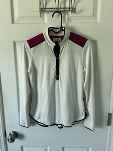 EP Pro Tour Tech Women’s Small Golf Long Sleeve Top Button Pink White Activewear - Picture 1 of 5
