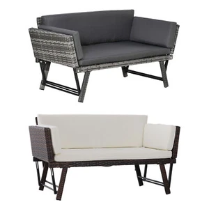 Polyrattan Gartensofa 2 Sitzer Loungesofa Gartenbank Gartenliege klappbar - Bild 1 von 23