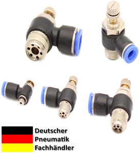 Pneumatik Drosselrückschlagventil M5 1/8" 1/4" 3/8" 1/2" Abluftdrossel - Bild 1 von 4